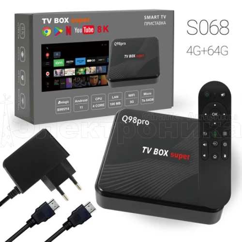 смарт приставка для тв q98pro tv box медиаплеер, 4g+64g android-приставка цифровая для телевизора  фото